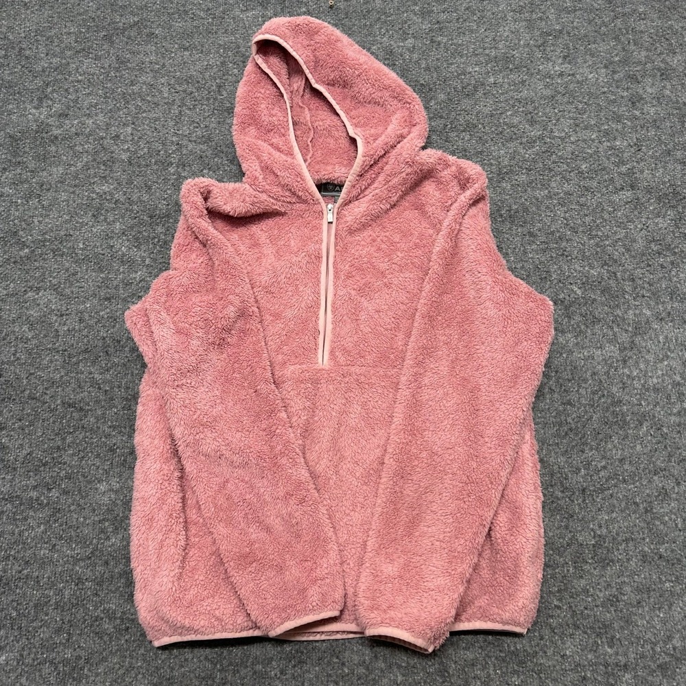 Ariat Hoodie Womens Size Medium Pink Sherpa Fleece Quarter Zip Pullover Casual